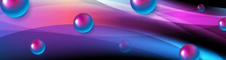 Abstract background with smooth luminous waves and glossy spheres vector