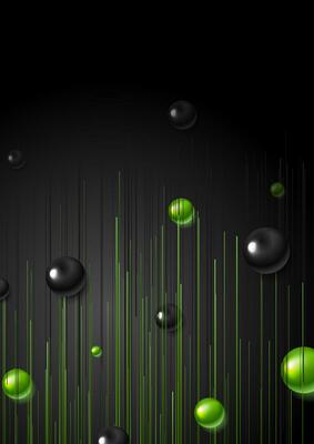 Green and black abstract tech flyer design