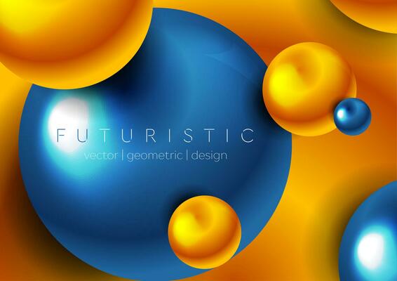 Abstract blue and orange futuristic 3d spheres geometric background