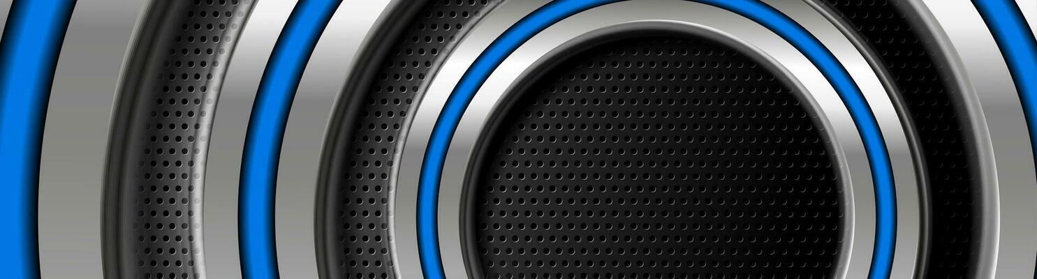 Abstract technology banner with silver and blue circles