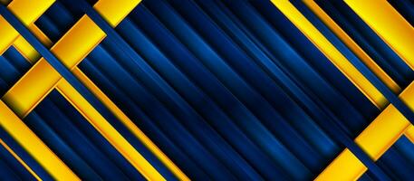 Blue and orange glossy stripes abstract tech background vector