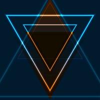 Blue orange retro neon laser triangles abstract background vector