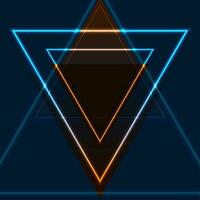 Blue orange retro neon laser triangles abstract background vector