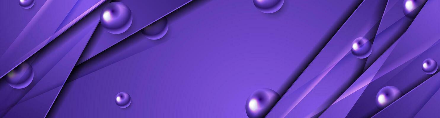 Hi-tech violet banner with glossy stripes and beads