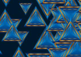 Abstract tech background with blue and golden triangles vector