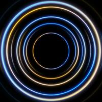 Blue and yellow neon circles abstract futuristic background vector