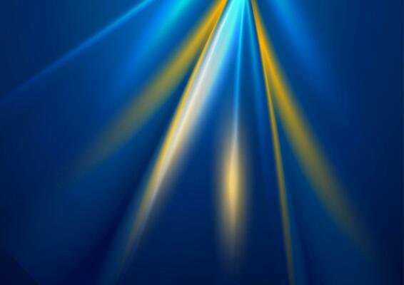 Blue and orange glowing rays abstract background