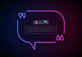 Quote speech bubble abstract laser neon frame background vector