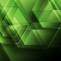 Green abstract tech background with glossy polygons vector