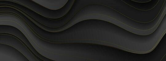 Abstract black and bronze curved waves corporate background vector