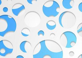 White and blue papercut 3d circles abstract background vector