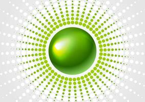 Green glossy sphere and halftone abstract design vector