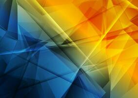 Glossy blue orange abstract low poly technology background vector