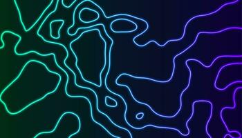 Neon luminous topographic contour map abstract tech background vector