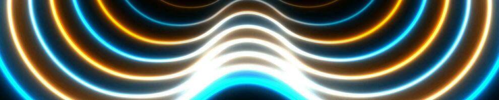 Blue orange neon curved waves abstract background vector