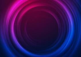 Glowing blue and purple smooth circles abstract tech background vector