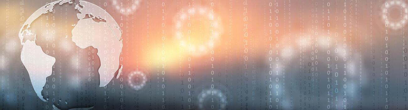 tecnología bandera diseño con globo y binario código vector