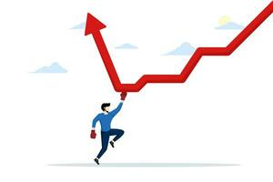 the concept of protecting capital in a recession. Strategies to beat the stock market or cryptocurrency market in a downtrend crisis. Businessman hitting down arrow to make up arrow. vector