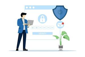 2 step authentication concept. Order a verification code on a smartphone. Notification with code for secure login or login. Two-factor verification via laptop and phone. Flat vector illustration.