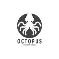 Octopus black silhouette logo and symbol template illustration vector