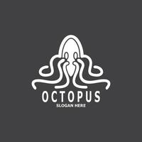 Octopus black silhouette logo and symbol template illustration vector