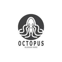Octopus black silhouette logo and symbol template illustration vector