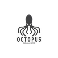 Octopus black silhouette logo and symbol template illustration vector