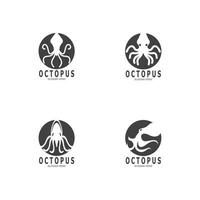 Octopus black silhouette logo and symbol template illustration vector