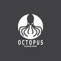 Octopus black silhouette logo and symbol template illustration vector