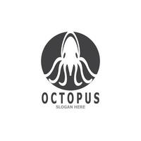 Octopus black silhouette logo and symbol template illustration vector