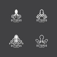 Octopus black silhouette logo and symbol template illustration vector