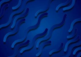 Dark blue abstract background with wavy stripes vector