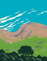 Ben Nevis or Beinn Nibheis Mountain of Scotland WPA Art Deco Poster vector