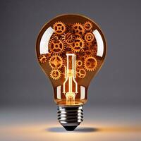 Gears of Illumination Light Bulb Mechanism Redefined Generative AI photo