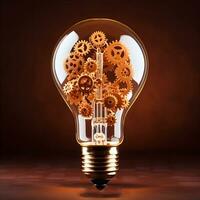 Gear Mechanism Unveiled Evolution of Light Bulb Concept Generative AI photo