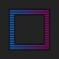 Blue purple neon square frame abstract tech background vector