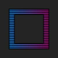 Blue purple neon square frame abstract tech background vector