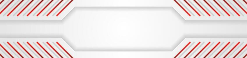 Grey tech geometric background with red lines vector
