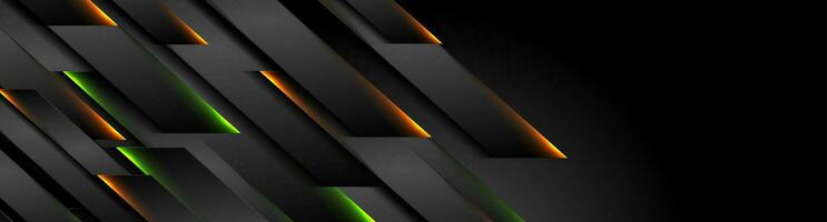 Futuristic black technology background with neon lines vector