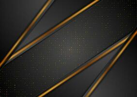 Black abstract background with bronze dots and stripes vector