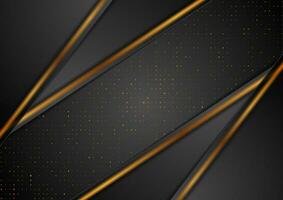 Black abstract background with bronze dots and stripes vector