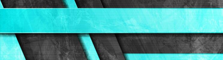 Cyan and black abstract stripes grunge banner design vector