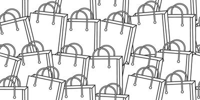 black white Shopping Bag Seamless Pattern vector