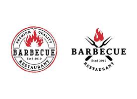 Barbecue point logo restaurant. Grill, rustic and bar vector logo