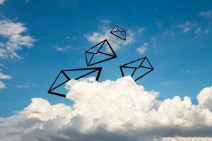 Cloud Email Concept, Cloud Email Service, Online Message Service. Cloud Server Hosting for Email. photo