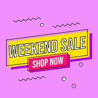 Weekend sale shopping discounts banner template design vector