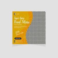 Restaurant hot and spicy fast food menu social media promotion post design vector template