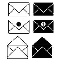 Mail icon set. Envelope icon set. Vector illustration. Black and white Envelope. Vector eps 10