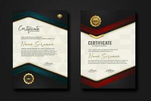 New design two set  luxury certificate  template with shadow effect on overlap layers and cream color on  pattern background vector