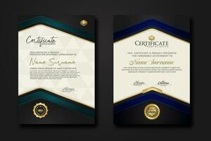 New design two set  luxury certificate  template with shadow effect on overlap layers and cream color on  pattern background vector